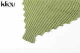 Kliou Halter Knitted Vest Women Sexy Solid Irregular Shape Lace Up Backless Unique Cut Out Fashion Tank Streetwear Female