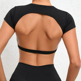 Woherb Chest Mat Nude Yoga Clothes Tight Fast-Dry Sports Yoga Top Outdoor Running Beautiful Back Health-Outfit