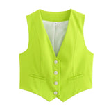 Color Y2K2025 Summer Leisure Repair Vest Sleeveless Vest Short Blouse Women