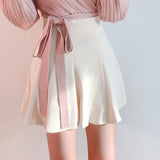 Skirts Women Simple All-match Sweet Lovely School Students Summer Korean Style A-Line Solid Empire High Elasticity Soft