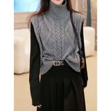 Woherb Twist Sweater Vest Female 2023 Autumn / Winter Jacket Wear A Knit Vest Top-Outfit