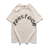 West Kids See Ghosts Oversize Men T Shirt Tour Commemorative Printed Retro Loose Harajuku Crew Neck Short Sleeve