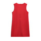 V-Neck Solid Color Short Dress 2025 Spring Set Head Bow Ornamental Female