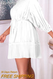 Summer African Dresses for Women Belt Pleated Casual Dress Sexy White Black Evening Party Loose Robe Femme African Clothes-Outfit
