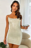 Woherb Sexy Sequins Straps Sleeveless Mini Dress 1127-0-Outfit