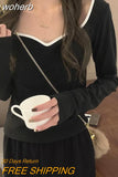 Women Slim Retro Tender Female Light Soft Popular Street Ulzzang Student Daily Long Sleeve All-match Autumn Inside Chic-Outfit