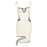 Summer Suspender Cut Out Dress Women Sleeveless Lace Up Bodycon Mini Dress Femme Sexy Y2k Backless V-Neck Sweater