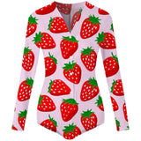 hirigin Hot Sale Women Sexy Stretchy Pajamas Long Sleeve V-Neck Pineapple Star Heart Printed Bodycon Summer Lady Jumpsuit