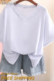 100% Cotton M-6XL T Shirt Japanese Cartoon Anime Tshirt Short Sleeve Women's Top Summer Couple V Neck Oversized T Shirts-Outfit