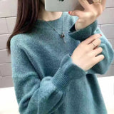 Woherb Sleeve Sweater Female Cocoon New Style Korean Version Foreign Style Versatile Languid Lazy Wind Wears Knit Bottom Unlined Upper Garment Versatile-Outfit