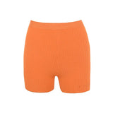 Casual Ribbed Knit Shorts Fashion Fitness Elastic High Waist Back Zipper Stretch Hot Pants Ladies Club Homewear