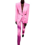 Star Fashion New Perspective Mesh Splicing Suit Jacket Trousers Suit