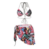BOOFEENAA 3 Piece Set Micro Bikini with Irregular Wrap Mini Skirt Summer 2022 Womens Fashion Sexy Beach Vacation Outfits