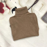 Soft Women Turtleneck Sweater Autumn Long Sleeve Elastic Female Knitted Jumper Casual Pullover Slim Winter Basic Tops