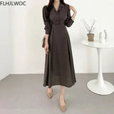 2022 Spring Fenimine Vestidos Women Fashion Korea Chic Japan Style V Neck Single Breasted Button Elegant Long Shirt Dress