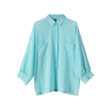 Loose Women Thin Shirt Summer Long Sleeve Perspective Beach Button Up Tops Fashion Solid Casual Ladies Chiffon Sun