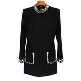 Early Spring New Star Fashion Heavy Industry Nails Studded With Colored Gemstones Diamond Long-Sleeved