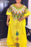 Dresses for Women Vetement Femme 2023 Dashiki Embroidery Print Boubou Robe Africain Femme Abaya Dubai Long Kaftan Dress-Outfit