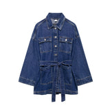 Women's Clothing 2025 Spring New Women's Waist Strap To The Waist Collar Denim
