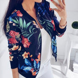 Floral Jackets 2019 Autumn Street Style Zipper Print Bomber Jacket Casual Pocket Slim Female Outwears Plus