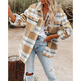 2021 Autumn Winter New Women's Long Sleeve Lattice Button Cardigan Jacket Coat Fashion Casual Street Loose Pocket Ladies