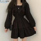 Chic Korea Feminine Vestidos Red New Year Hot Sales Winter Spring Basic Wear Cotton Blended A Line Little Black