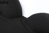 Kliou Patchwork Mesh Mini Dress Women Body-Shaping Strapless Solid Camisole Attirewear Sexy Cleavage Sleeveless Club Female