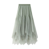 Autumn And Winter Girl Long A-Shaped Skirt Pong Dress Dress Dress Net Yarn Fresh Irregular 100-Fold Skirt
