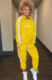 Woherb Fashion Letter Print Contrast Piping Long Sleeve Hoodies And Pant Tracksuit 1127-0-Outfit