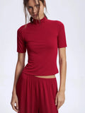 2025 New Modeler Set Women's Soft Comfortable Round-Neck Short-Sleeved Blouse +