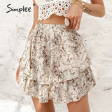 Elegant polka dot print women mini skirt Streetwear ruffled A-line skirt female Spring summer holiday ladies skirts