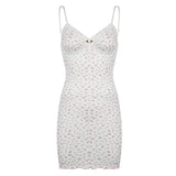Woherb Lace Splicing Small Flower V Collar Floral Knit Halter Skirt Female Slim Bottom Package Hip Dress-Outfit