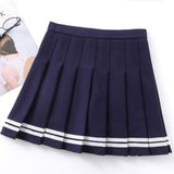 Fashion Striped Women Pleated Skirt High Waist Zipper Summer JK Girls Dancing Mini Skirt Korean Sweet Summer Black