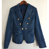 Autumn And Winter Coat Double Buckle Lion Buckle Washing Water Denim West Decoration Small