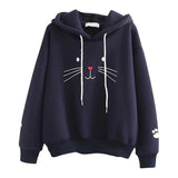 Hoodies Autumn Winter Top Cat Printing Shirt Long Sleeve Hooded Pullover Hoodies Sweatshirt Casual Loose Women Hoodie