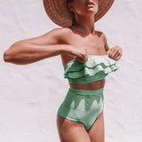 Striped Bikini 2019 New Arrival Strapless Sexy Bikinis High Waist Swimwear Women Ruffles Swimsuit Brazilian