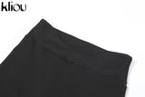Kliou Solid Simple Two Piece Set Women Sheath Slim Casual Sporty Long Sleeve Zipper Top+Body-Shaping Female Activewear