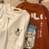 Japanese Woman Tshirts Oversized Kawaii Short Sleeves Summer T-shirts Grunge Aesthetic O-Neck Tokyo Women Clothes Y2k T
