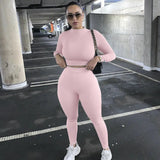 Woherb And Winter New Women's Casual Two-Piece Slim Long Sleeve Sports Suit-Outfit
