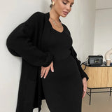 Women's Sweater Set Autumn/Winter New Sweater Cardigan Women's Loose Belt High-Waisted Skirt Fashion
