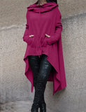 Irregular Hem Hoodies Causal Plus Size Sweatshirt Cloak Fashion Drawstring Pocket Oversize Female Hooded