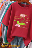 100 Cotton L-5XL Plus Size T Shirt Cartoon Print Tshirt Short Sleeve Women's Top Summer Kawaii Couple O Neck T Shirts-Outfit