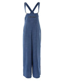 Design Wide Leg Suspender Jumpsuit Women Sleeveless High Waist Overall Pants Jumpsuits Soid Color Summer 703-0-Outfit