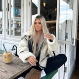 Women's French Stuffed Fur Integrated Biker Lamb Jacket Jacket-Outfit