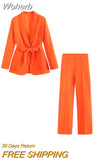 2023 Women Spring Pant Suits 2 pieces sets Casual Blazers Coats and Trousers Female Elegant Street Two Suit Clothing-Outfit