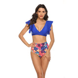 Sexy One Piece Swimsuit Push Up Swimwear Women Ruffle Adjustable Shoulder printing Swimsuit Bodysuit Bathing Suit Swim