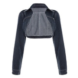 Vintage Wash To Make Old Irregularly Collared Denim Jacket Babes Personality Folded Super Short
