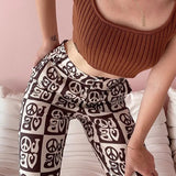 Split Side Flare Pant Women Letter Women Autumn Slim Streetwear High Waist Trousers 2020 Fashion Female