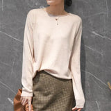 Women Sweaters White Long Sleeve O-neck Basic Pullovers Spring Autumn Solid Korean Sweater Bottoming Shirts V-neck
