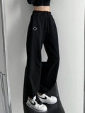 sweet hot girl style blue embroidered pattern sweatpants women 2022 spring loose high waist jogging summer sweatpants